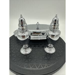 Danny Wilson Silver Plated 3 Piece Butter Dish And Salt Pepper Shakers